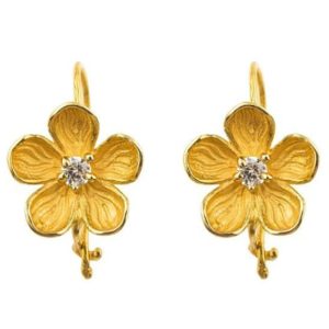 گوشواره طلا 18 عیار زنانه با طرح گل